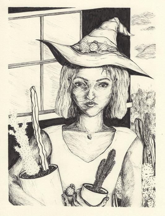 Cactus Witch Original Drawing
