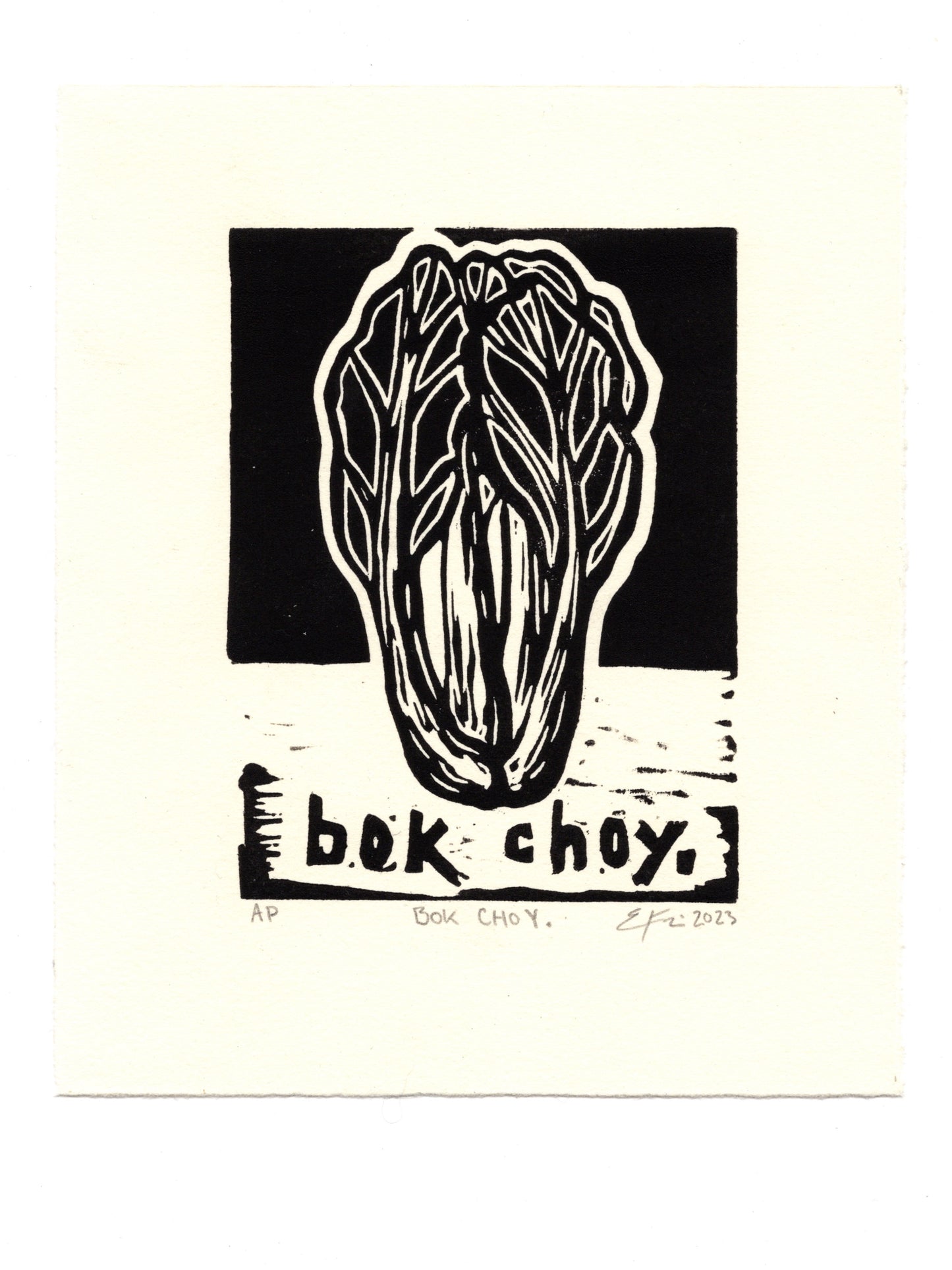 Bok Choy. Linocut Print