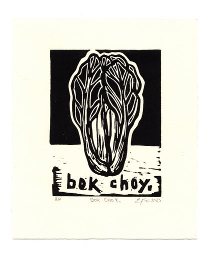 Bok Choy. Linocut Print