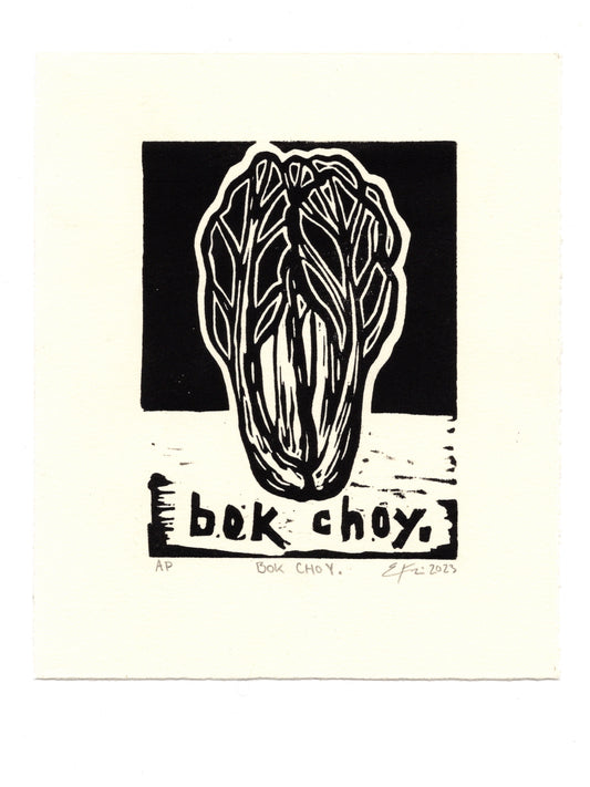 Bok Choy. Linocut Print