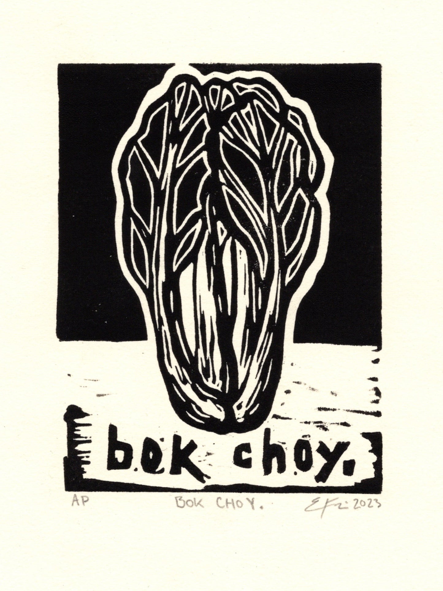 Bok Choy. Linocut Print