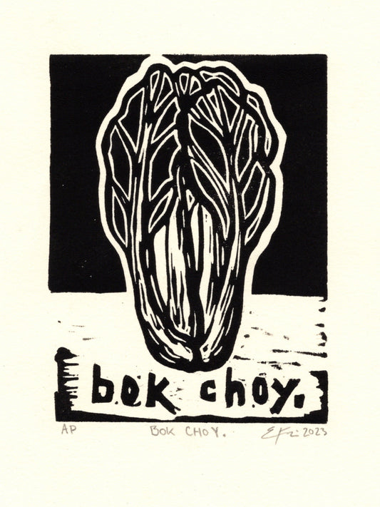 Bok Choy. Linocut Print