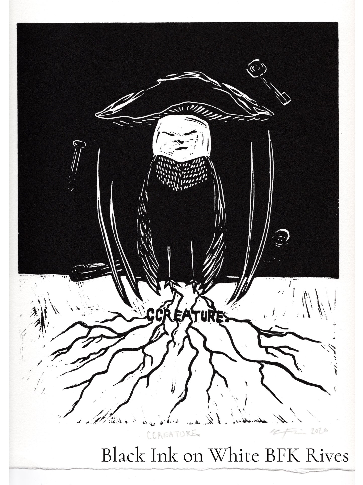 CCREATURE. Linocut Print