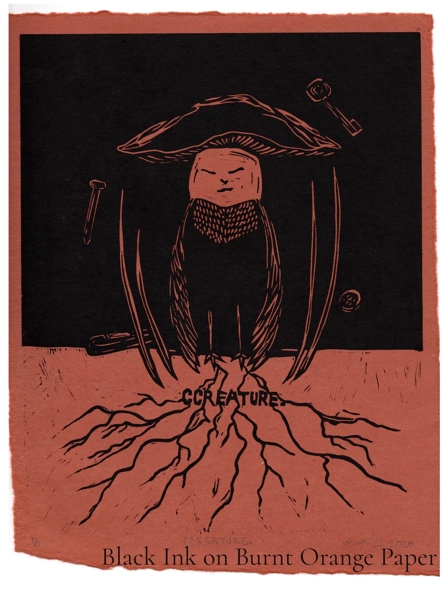 CCREATURE. Linocut Print