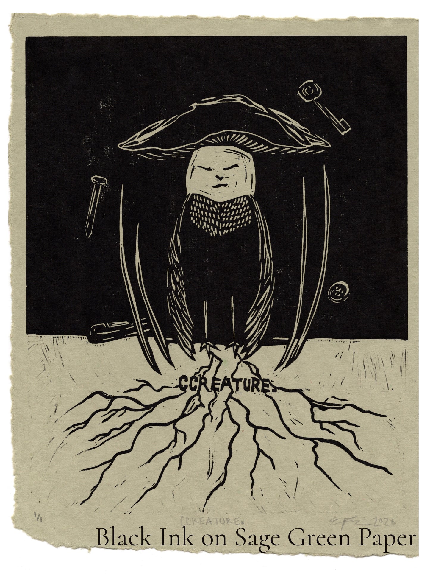 CCREATURE. Linocut Print