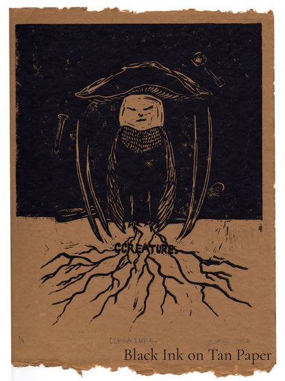 CCREATURE. Linocut Print
