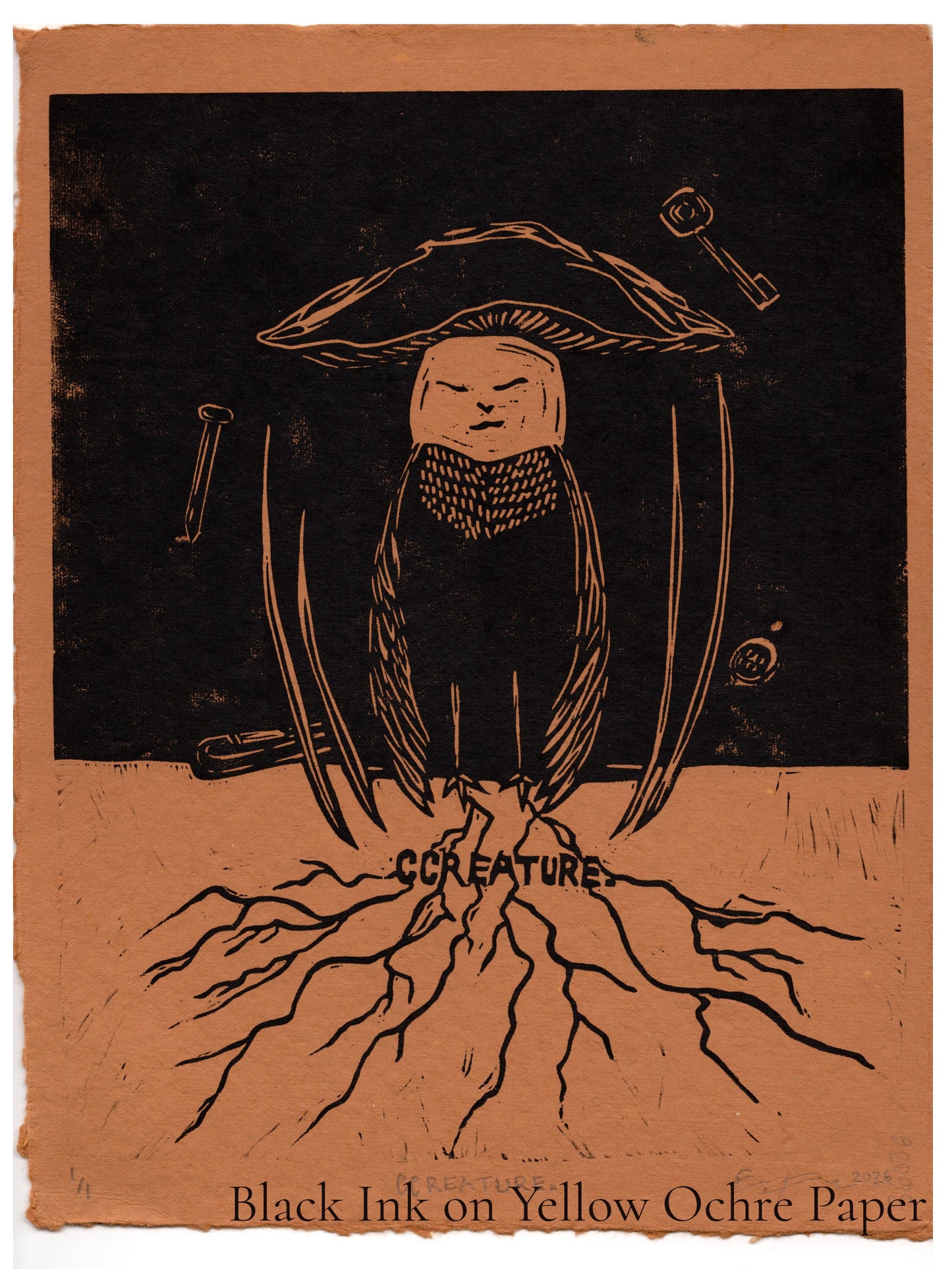 CCREATURE. Linocut Print