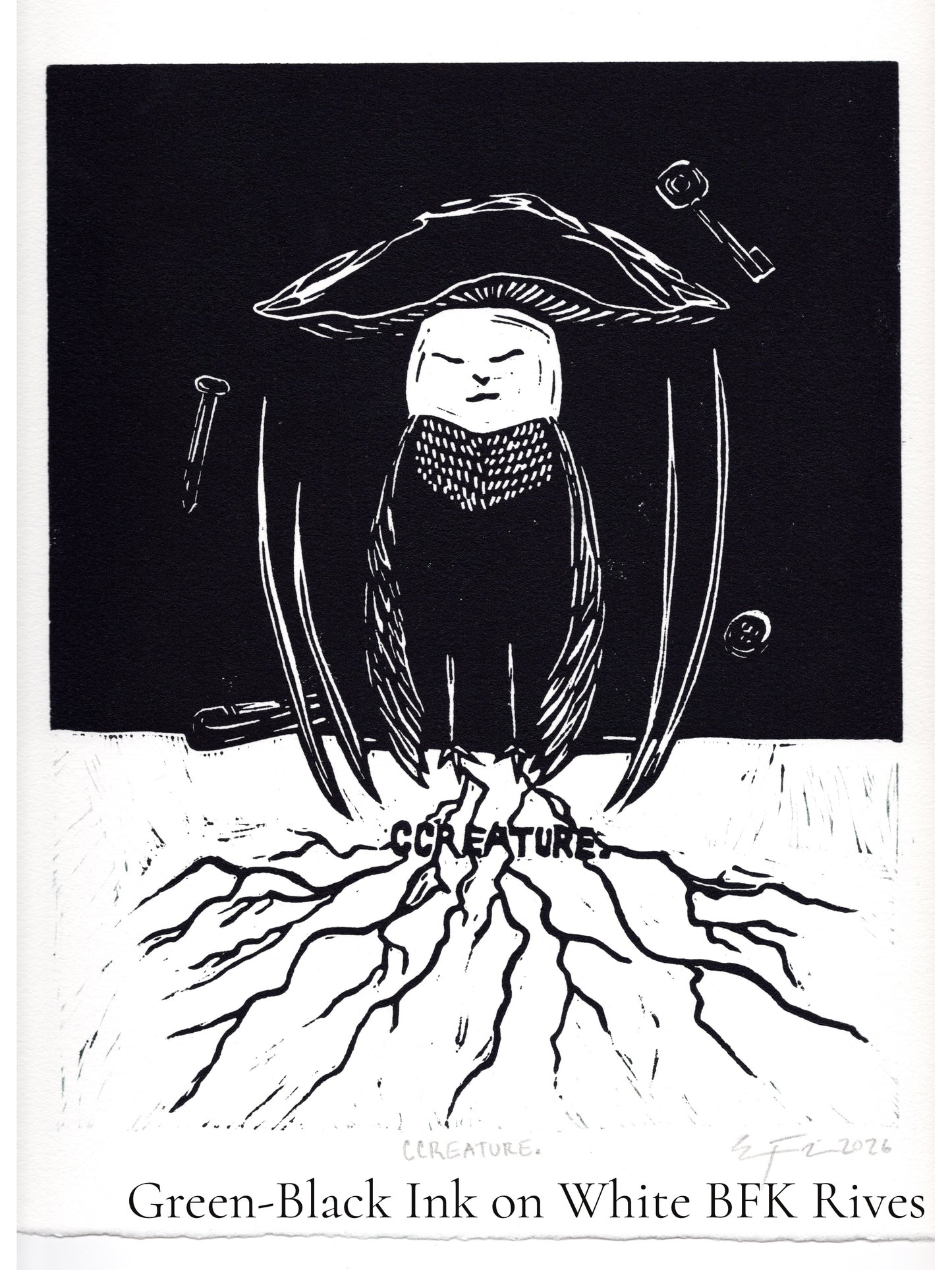 CCREATURE. Linocut Print