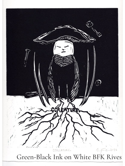 CCREATURE. Linocut Print