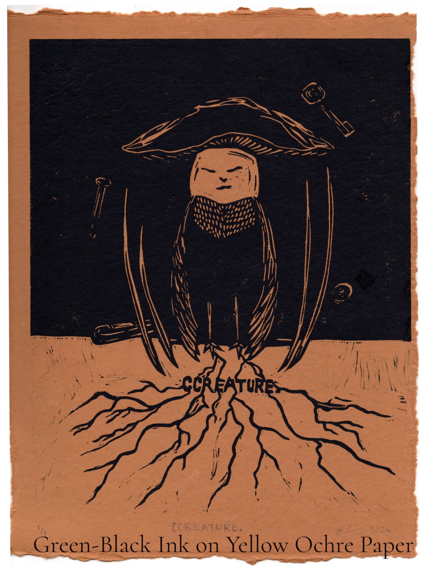 CCREATURE. Linocut Print