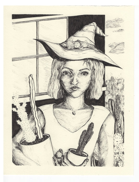 Cactus Witch Original Drawing