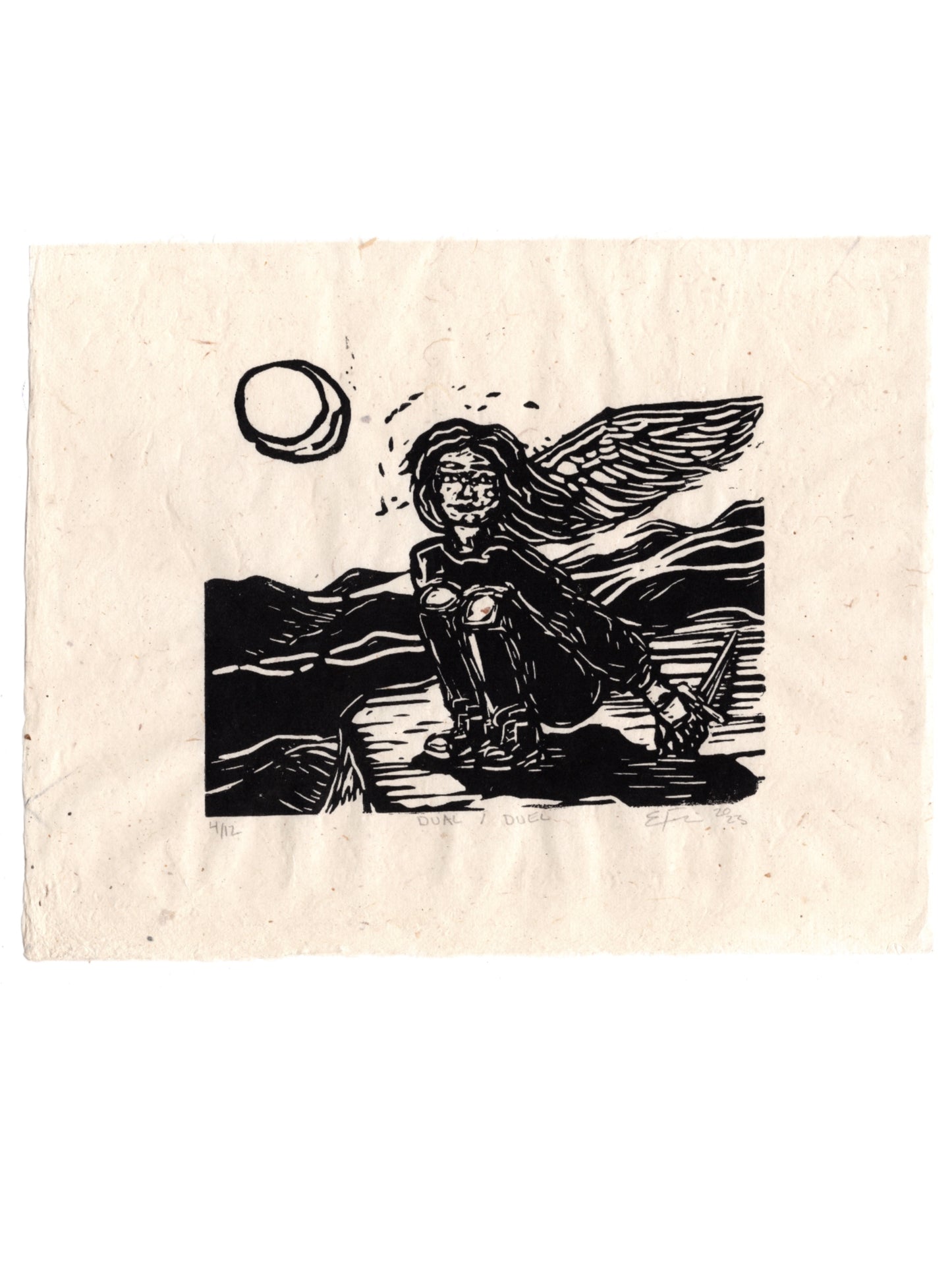 Dual/Duel Linocut Print