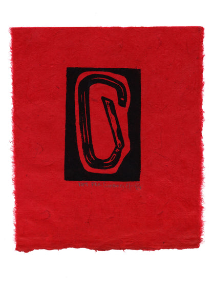 Not For Climbing Linocut Print On Cream or Crimson Red Lokta Paper
