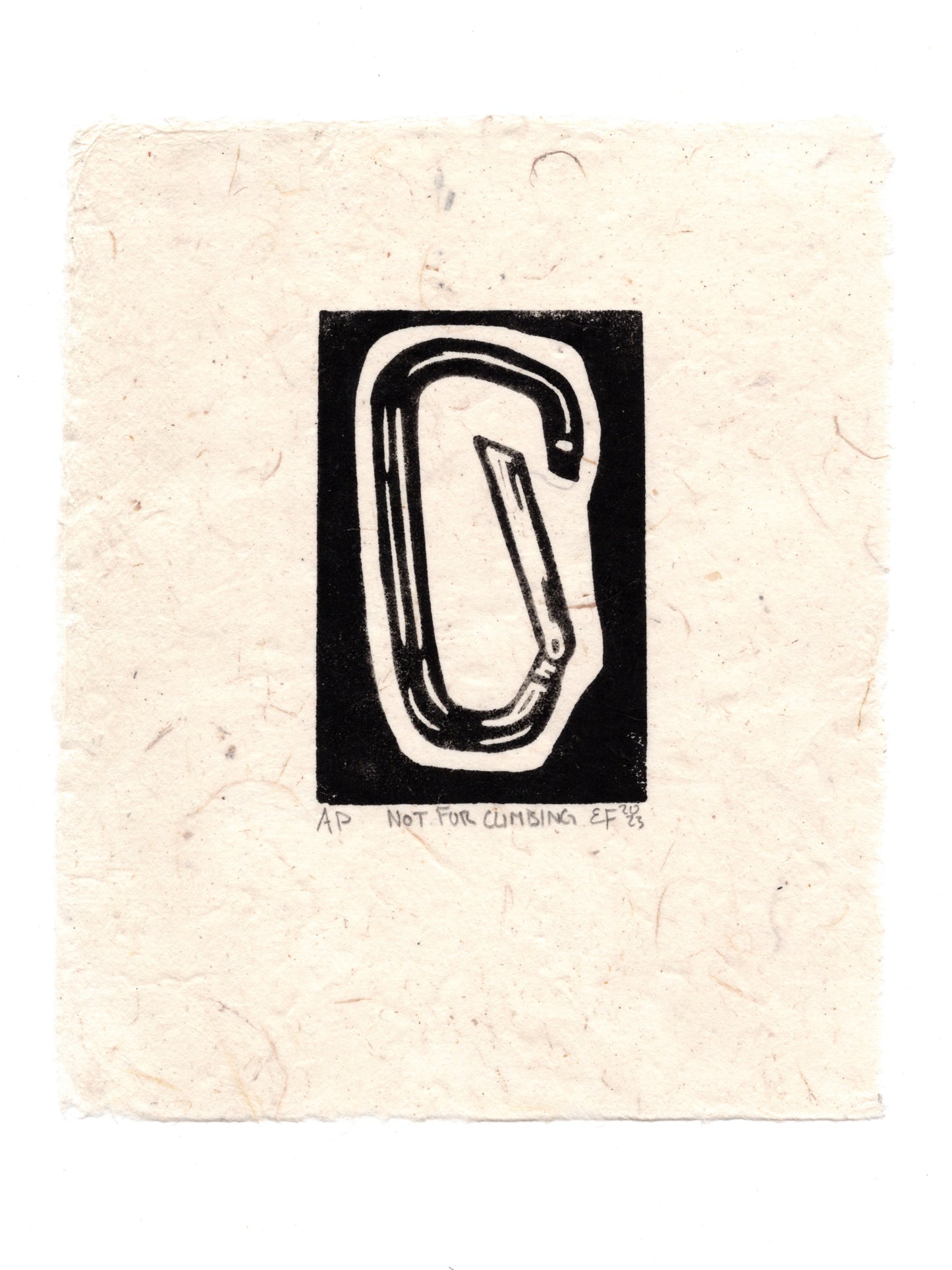 Not For Climbing Linocut Print On Cream or Crimson Red Lokta Paper