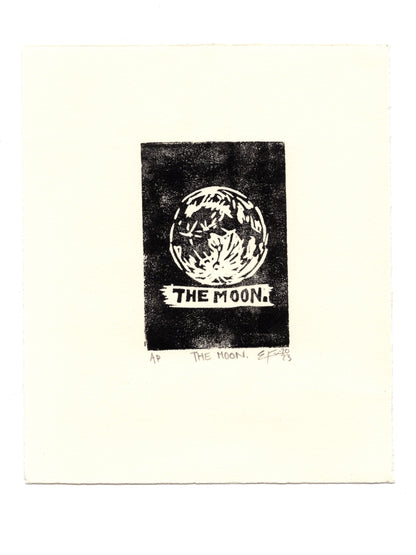 The Moon. Linocut Print