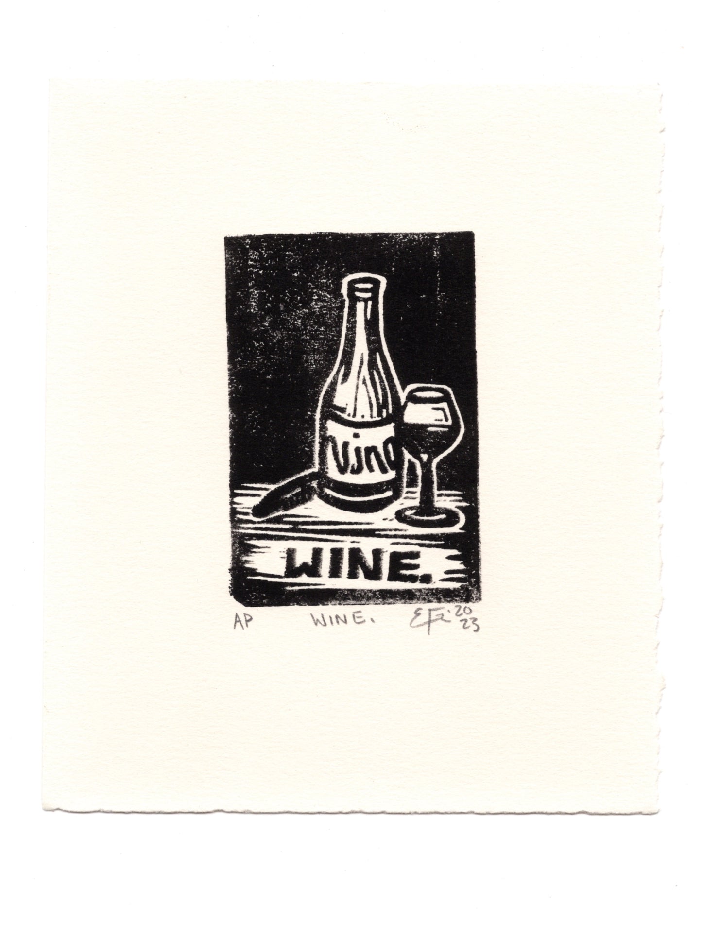 Wine. Linocut Print