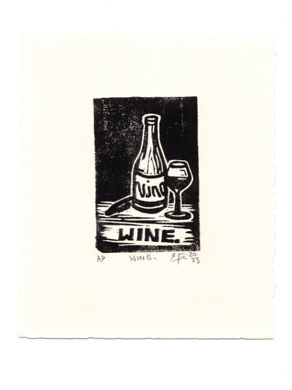 Wine. Linocut Print