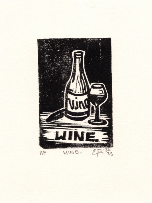 Wine. Linocut Print